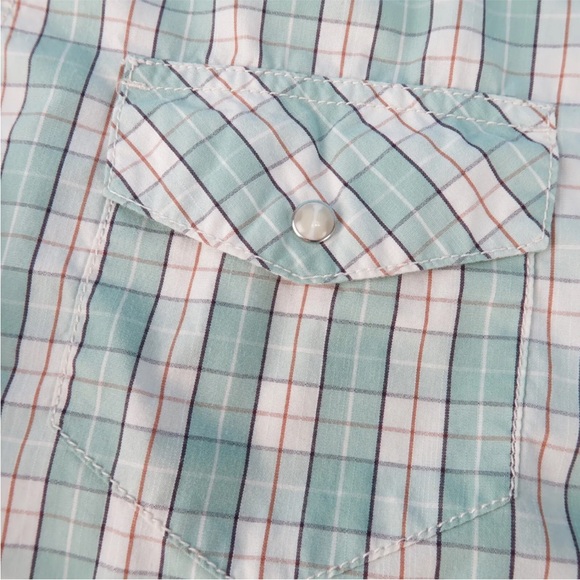 Gibson Trading Co Men's Cream Archie Plaid Short Sleeve Pearl Snap Size M - Picture 3 of 5